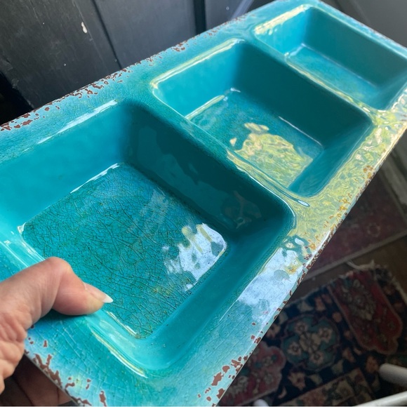 Pier 1 turquoise blue melamine appetizer serving tray - Picture 8 of 8